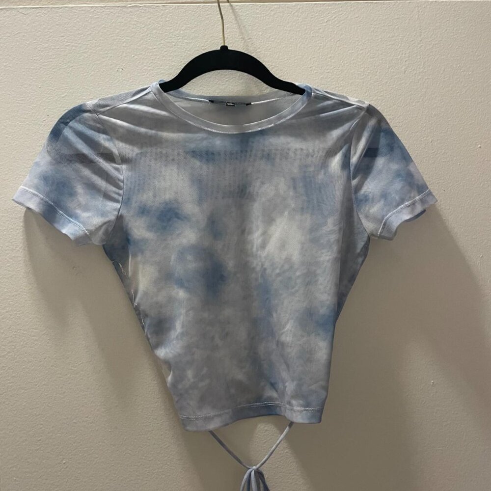 Blue Tie-Dye Backless Tie Top